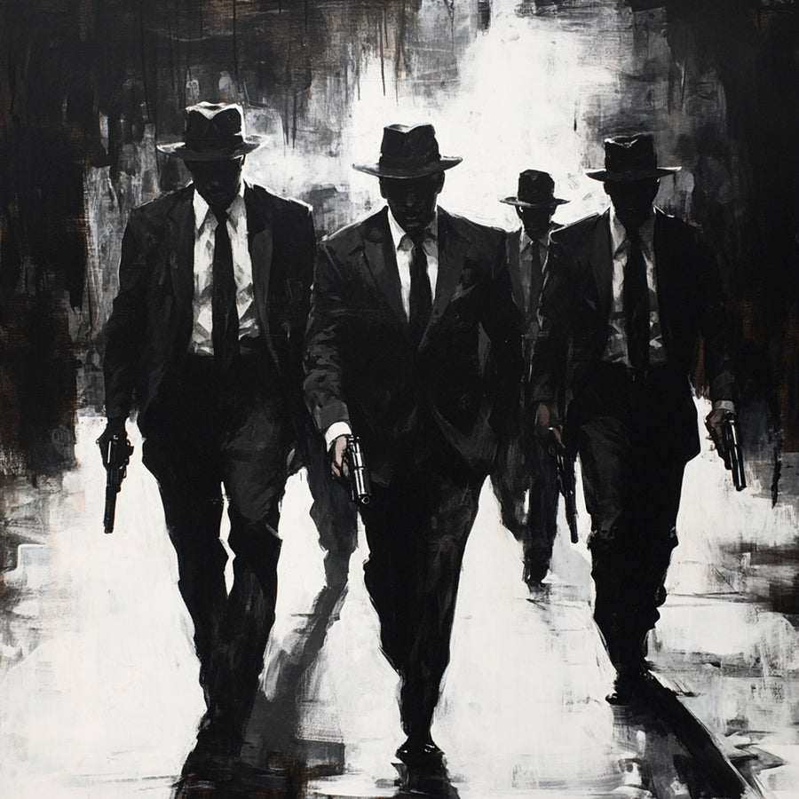 Tableau Mafia - Les Marcheurs Noirs - Design frame