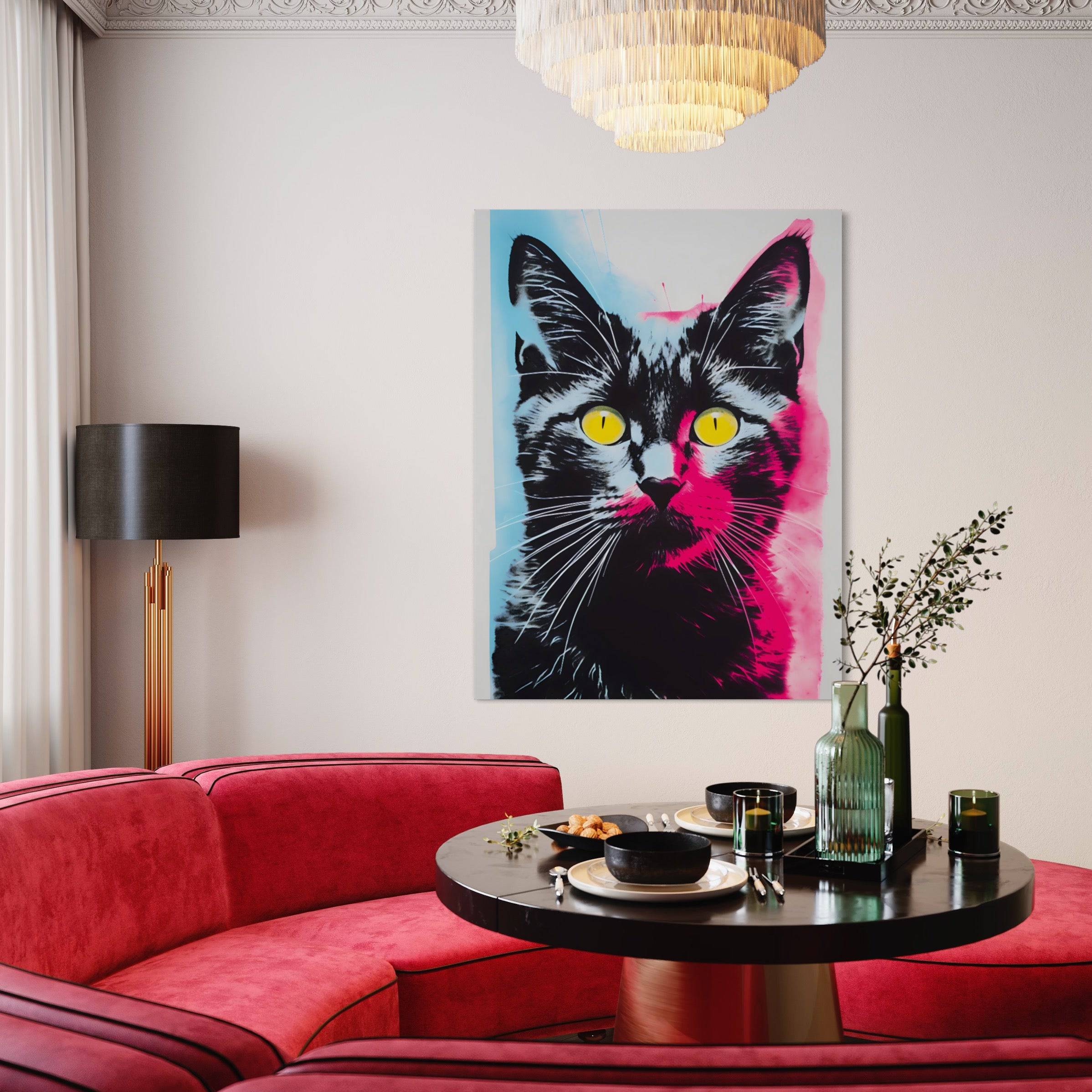 Floral Feline Elegance | Tableau Chat Pop Art - Fabulartz.fr 