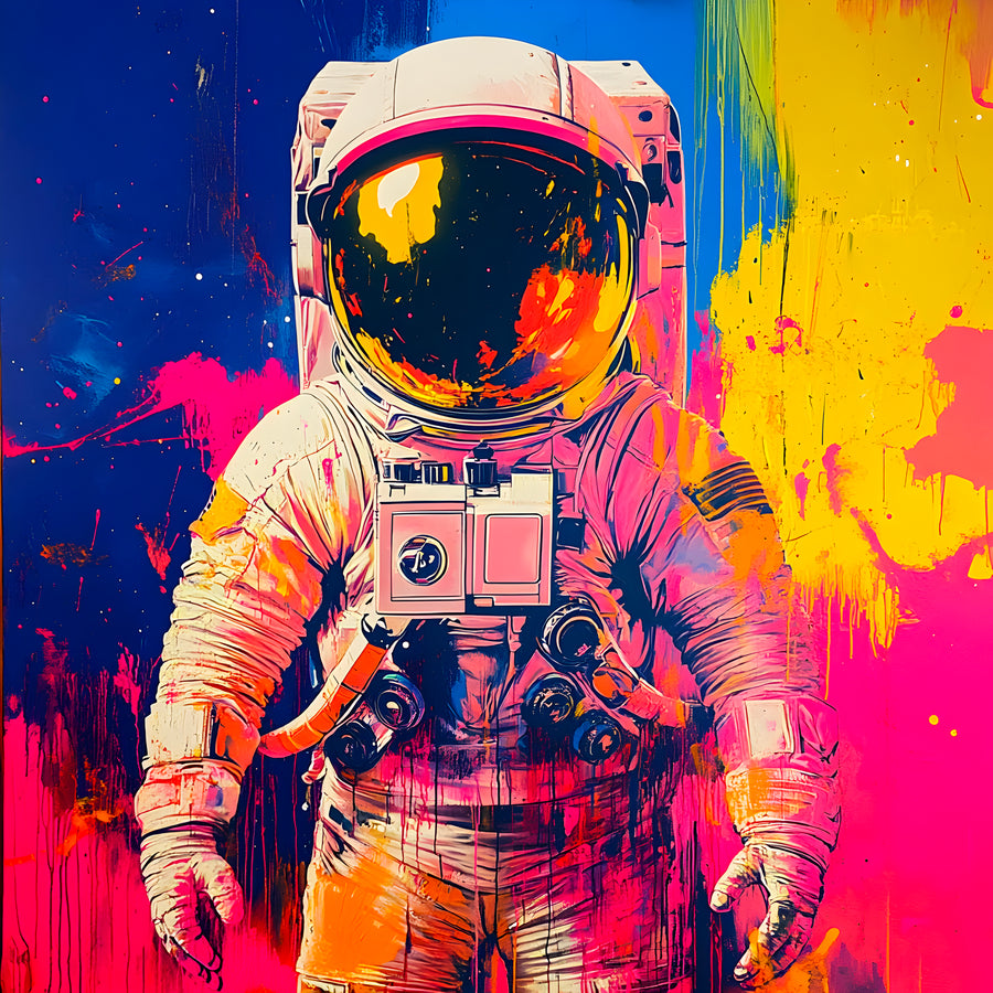 Pittura astronauta spaziale Pop Art - Decorazione murale originale
