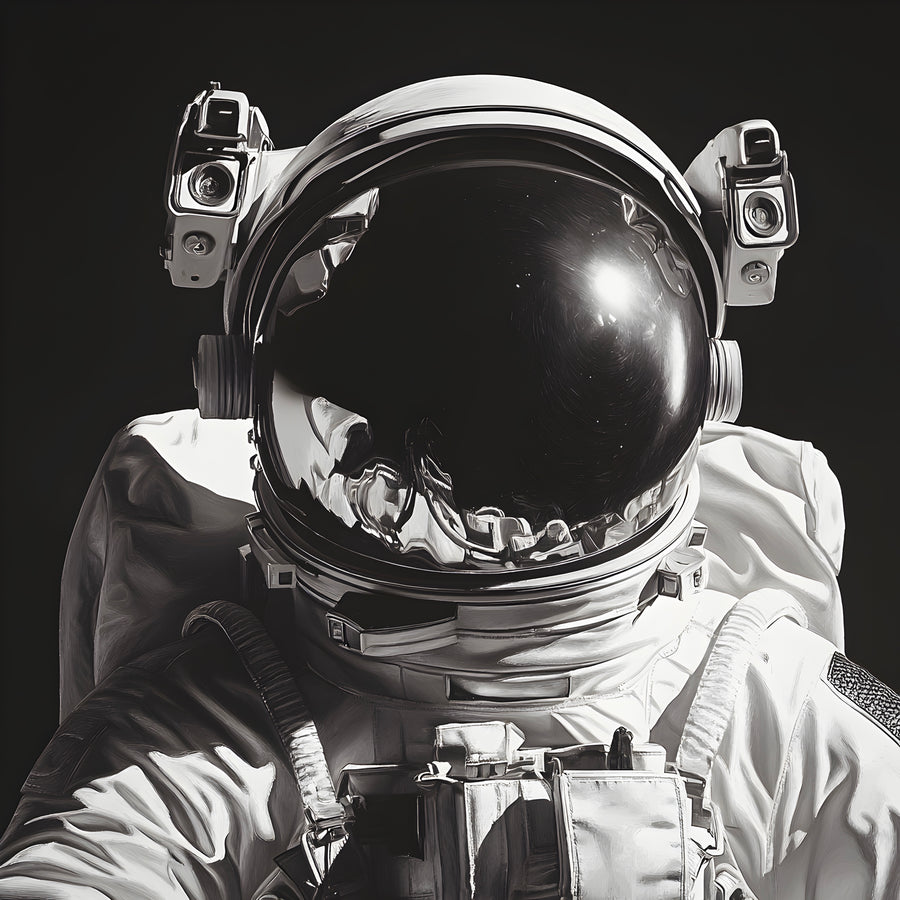 Painting Space Portrait Astronaut Black and White - Déco Murale Design