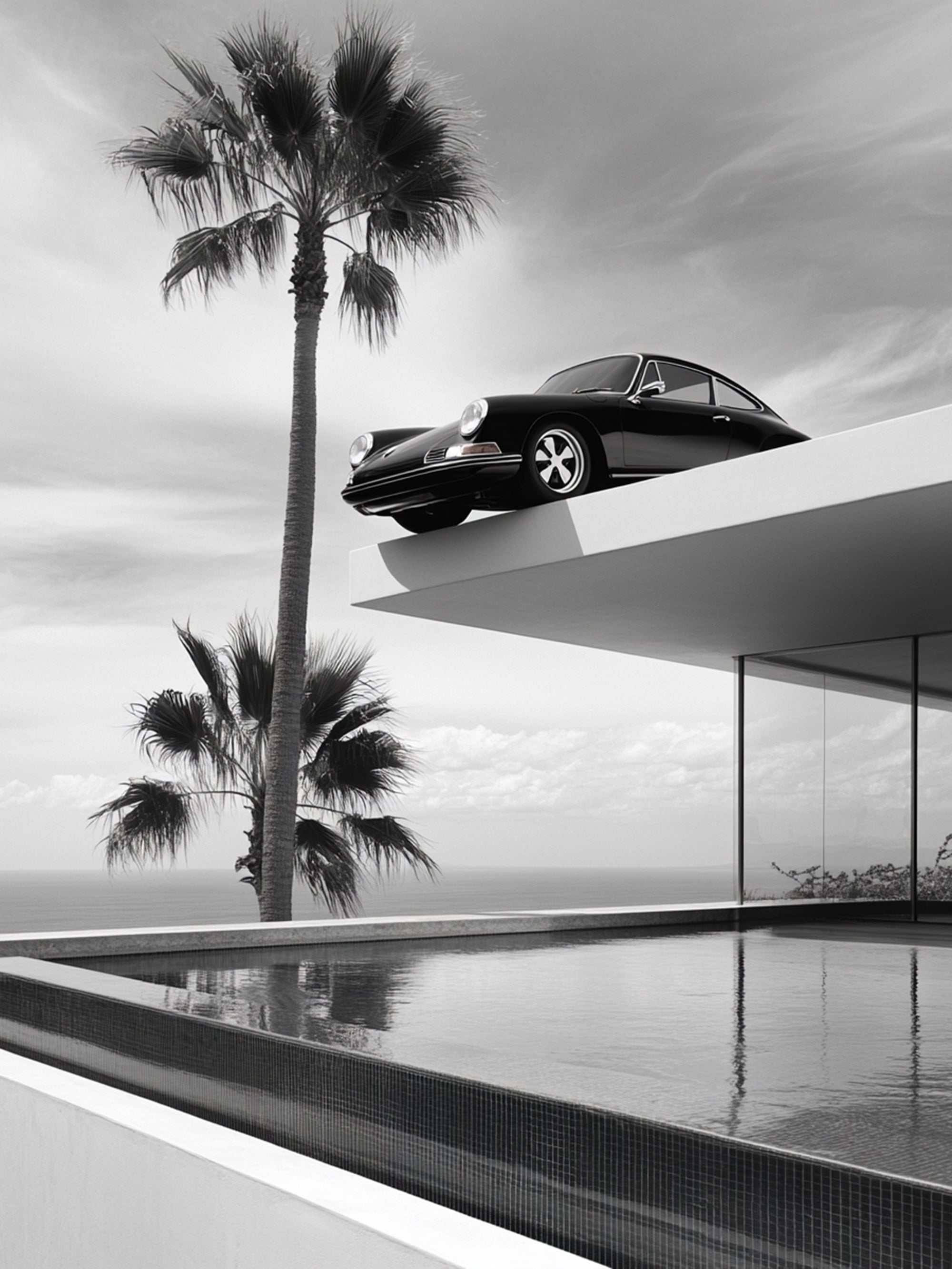 Tableau Porsche Piscine Palmiers – Décoration Murale Design - Fabulartz.fr 