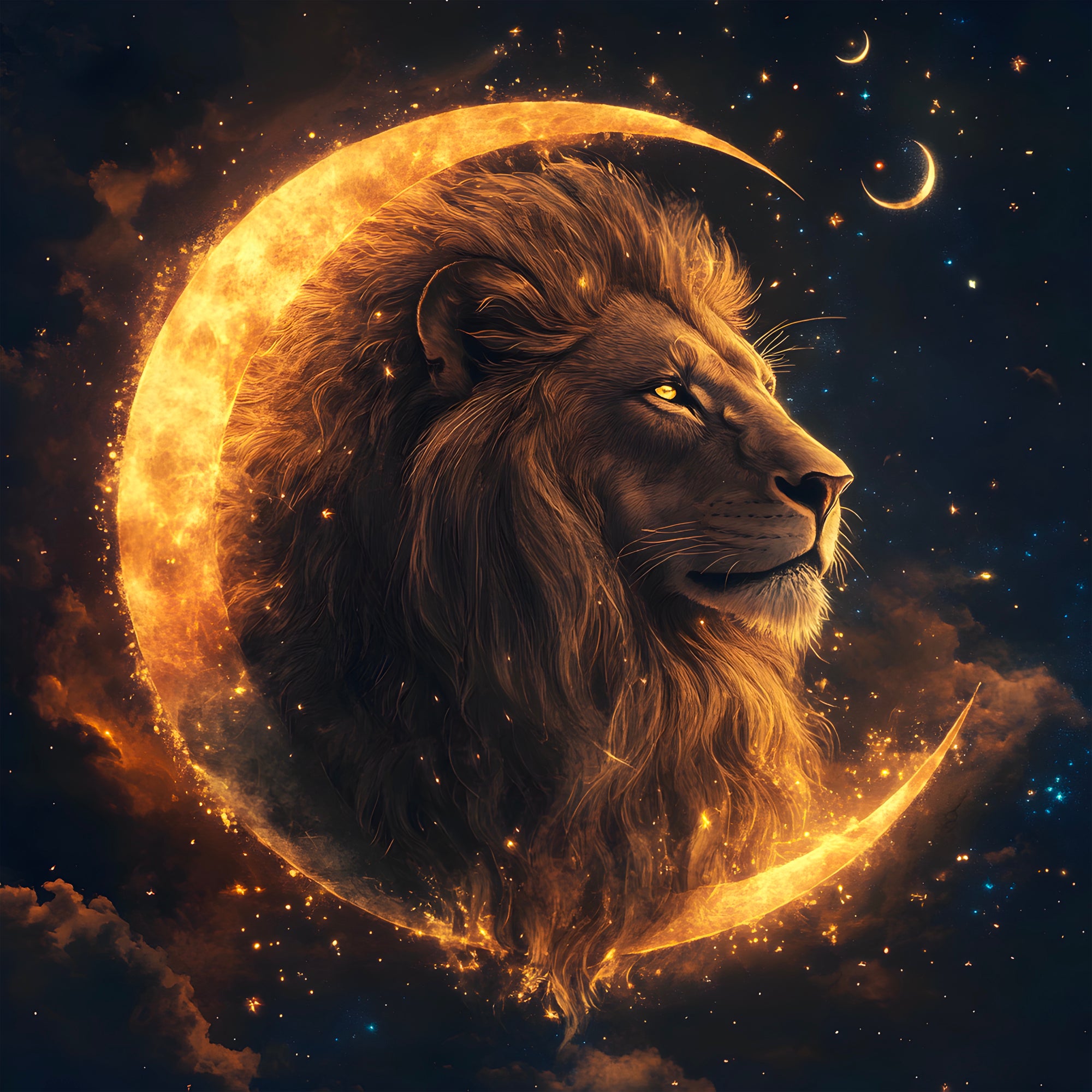 Tableau Signe Astrologique Lion Lunaire - Décoration Murale - Fabulartz.fr 