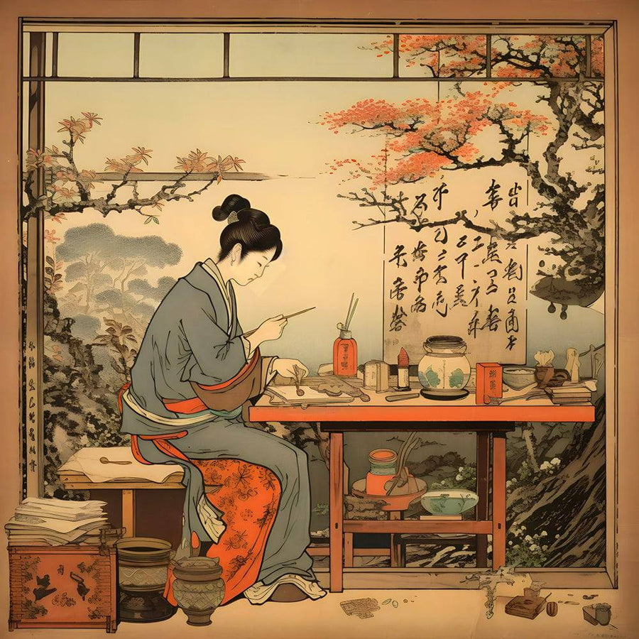 Pittura giapponese L'arte dell'inchiostro - Decorazione artistica da parete