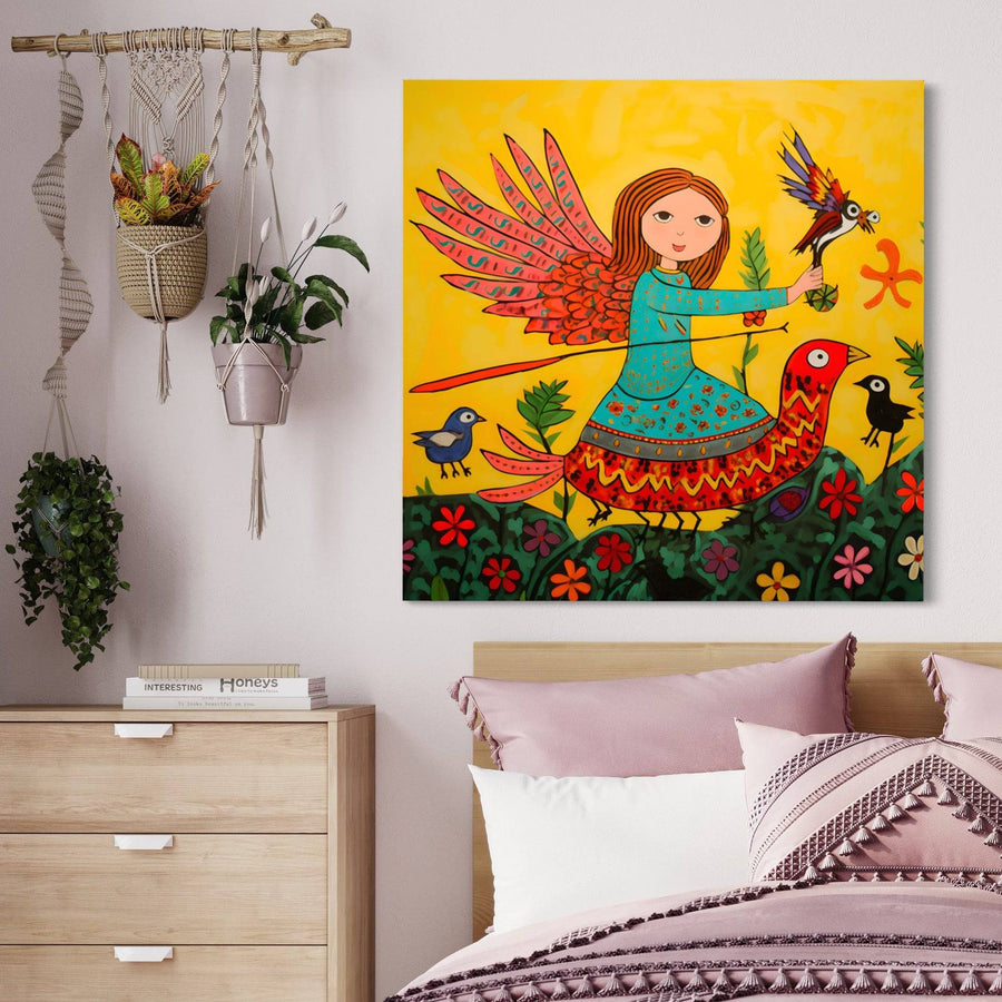 Tableau Enfant L'Harmonie Des Ailes Et Des Fleurs - Décoration Murale Éclatante