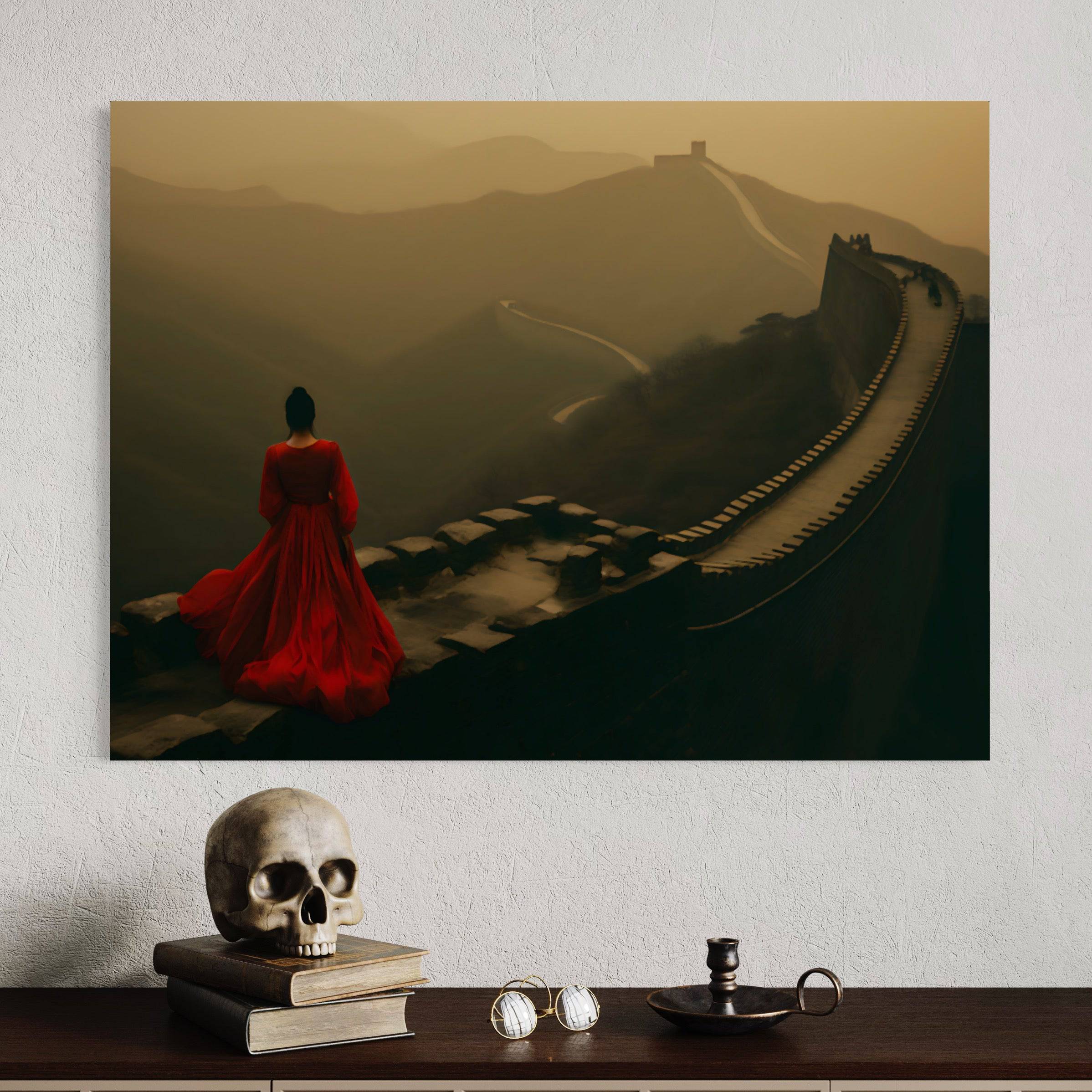 La Fille Rouge - Tableau de la Muraille de Chine - Fabulartz.fr 