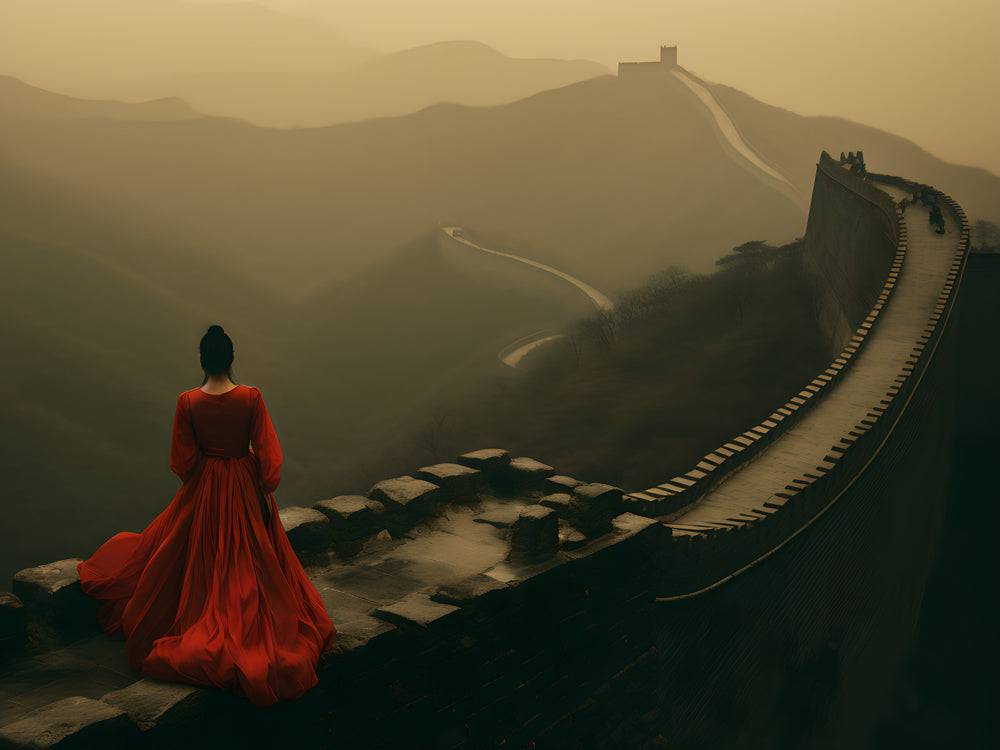 La Fille Rouge - Tableau de la Muraille de Chine - Fabulartz.fr 