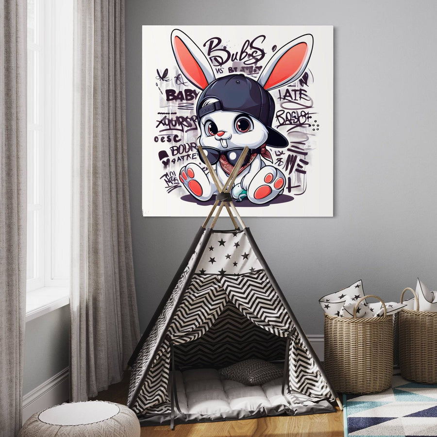 Tableau Enfant Lapin Branché - Design Moderne Et Décoratif
