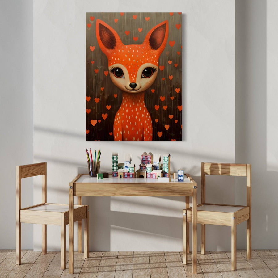 Tableau Enfant Petit Renard Des Bois - Décoration Murale Adorable