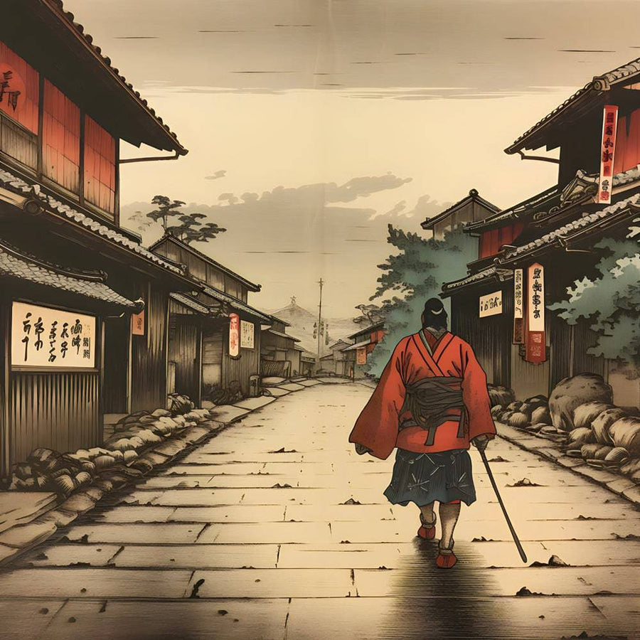 Japanese Painting The Lone Ronin - Introspective Wall Decoration