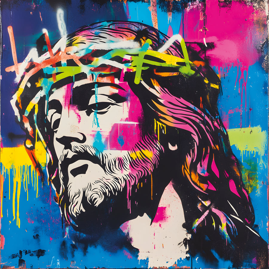 Pittura cristiana Gesù e corona - Cornice da parete moderna