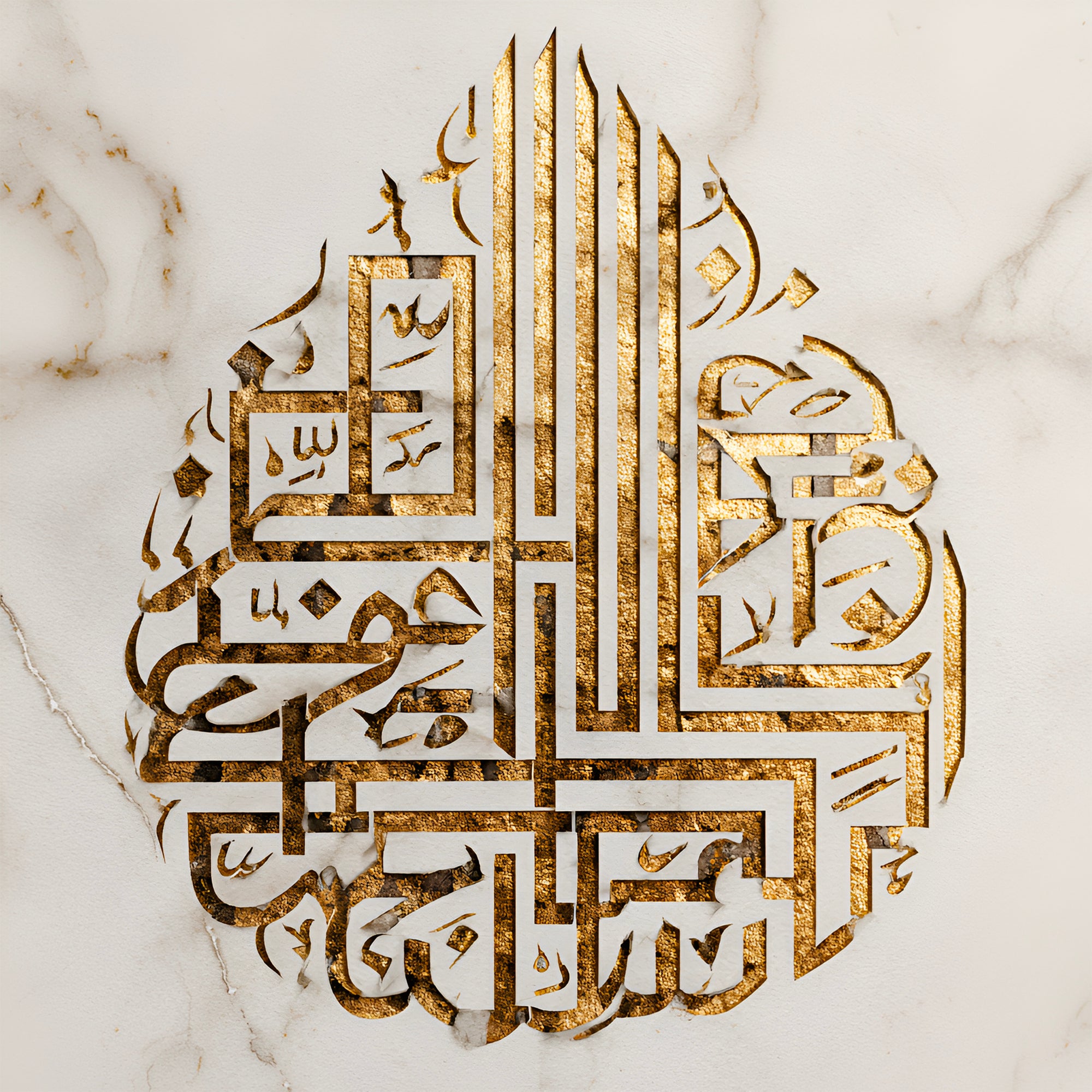 Tableau Calligraphie « Muhammad » — Doré sur Marbre | Art Islamique Contemporain