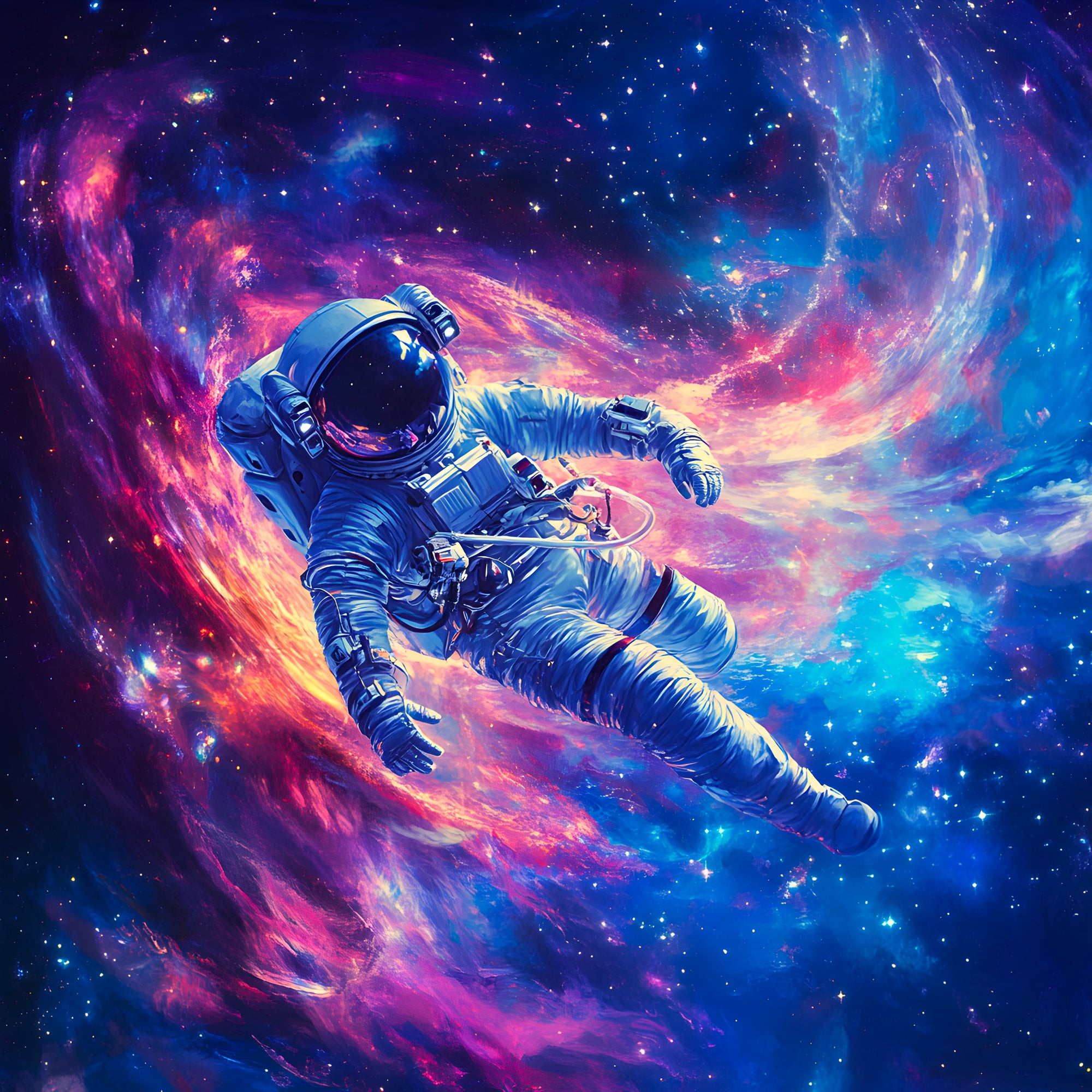 Tableau Espace Astronaute Flottant - Déco Murale Contemporaine - Fabulartz.fr 