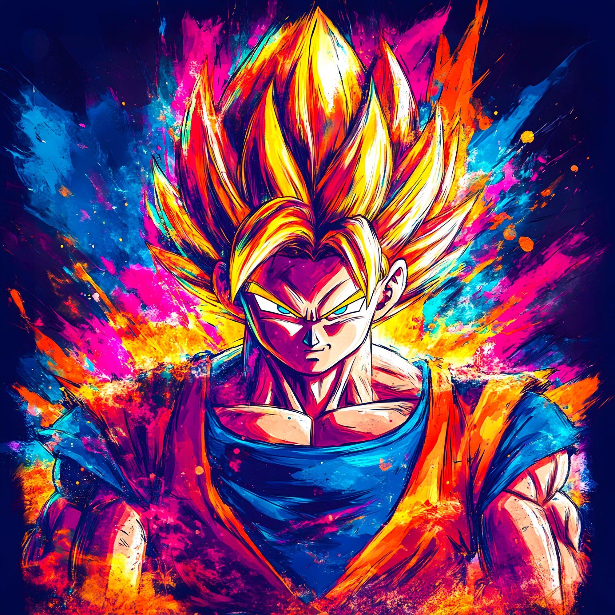 Dragon Ball Z Super Saiyan Pittura in bianco e nero - Déco Murale