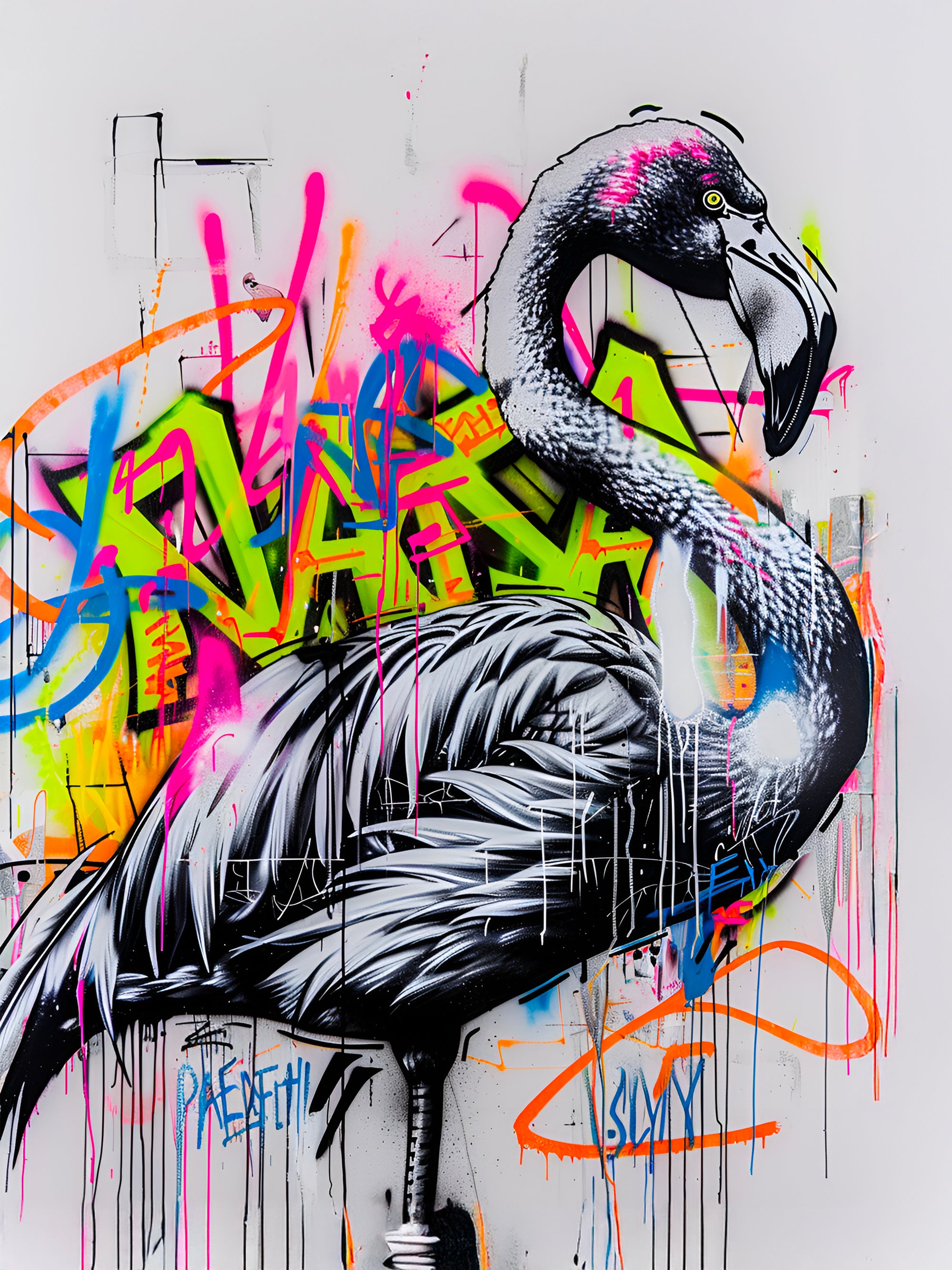 Tableau Wildstyle - Flamant Rose