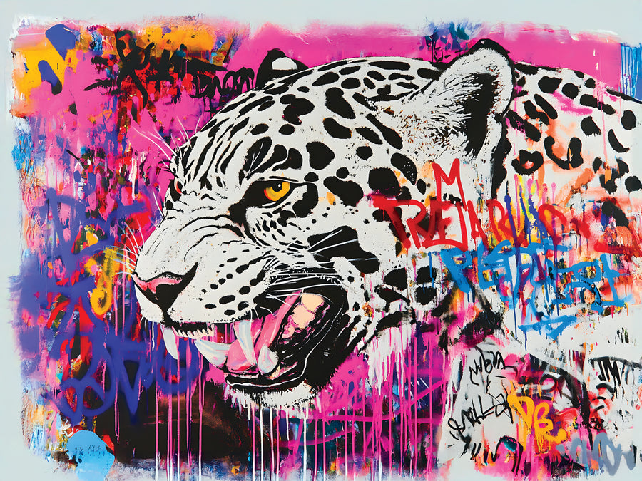 Tableau Animaux Léopard Graffiti - Décoration Murale Design