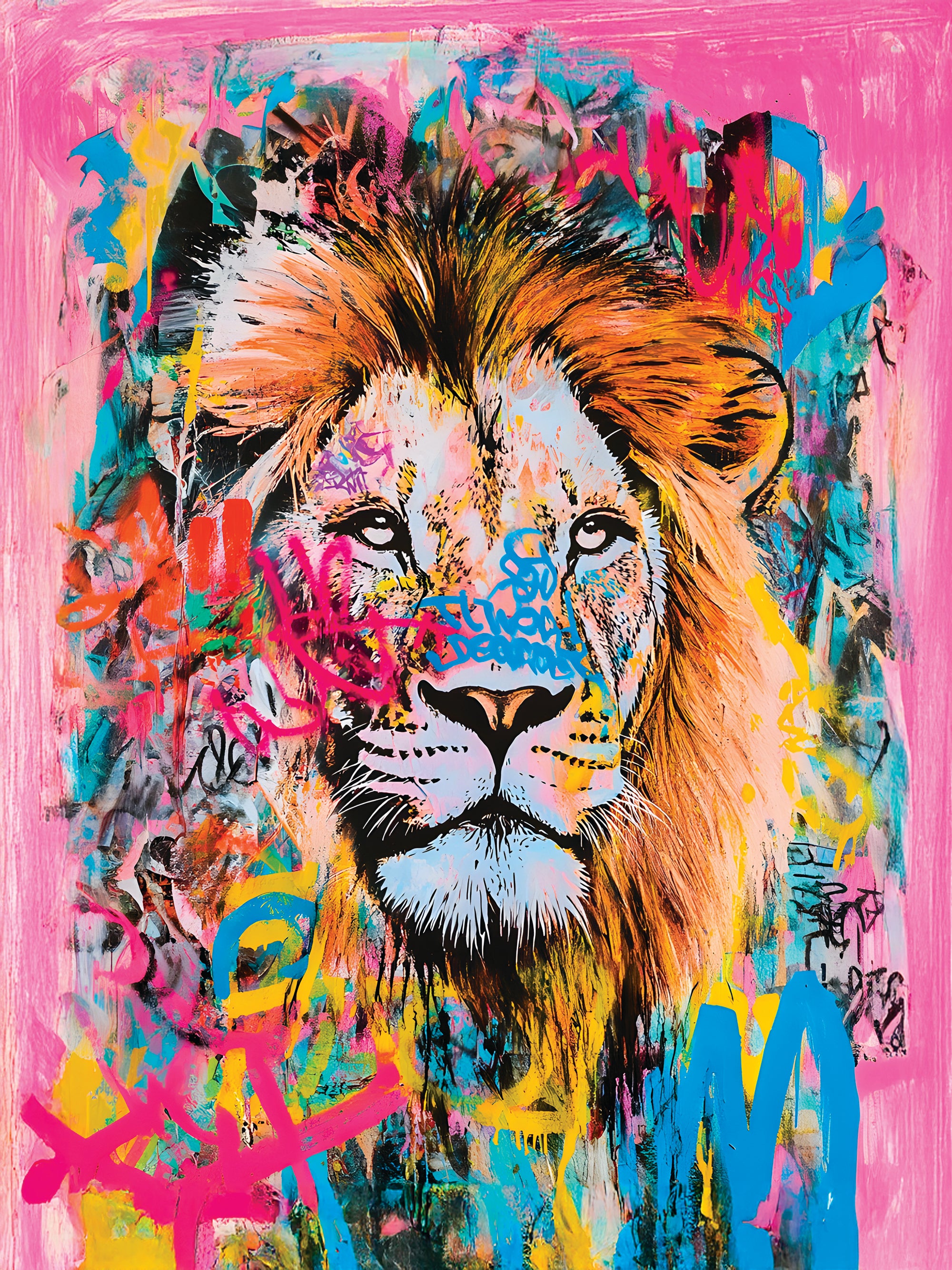 Ritratto di leone graffito - Decorazione murale moderna