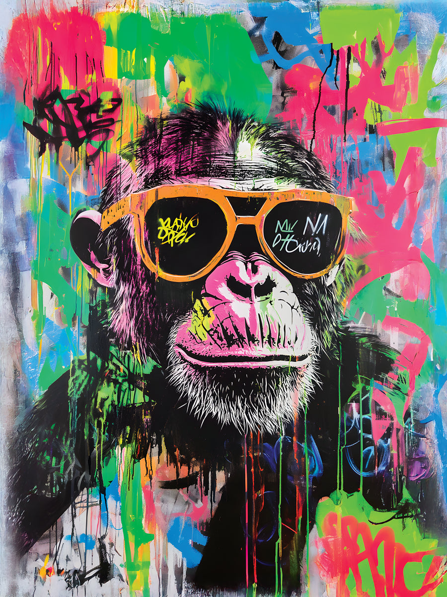 Tableau Singe Lunettes Pop - Cadre Déco Moderne