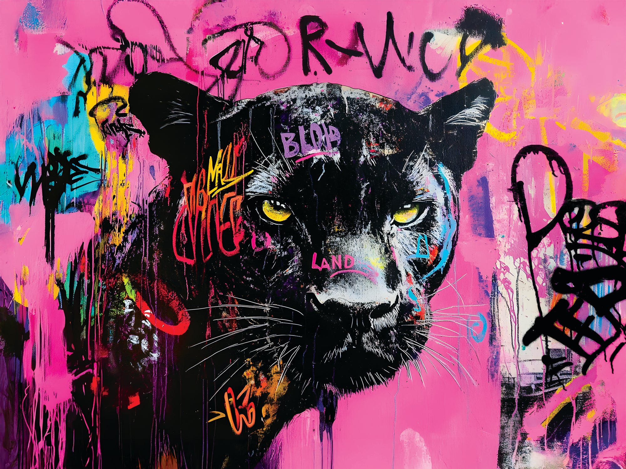 Pittura Animali Pantera Graffiti - Decorazione murale di design
