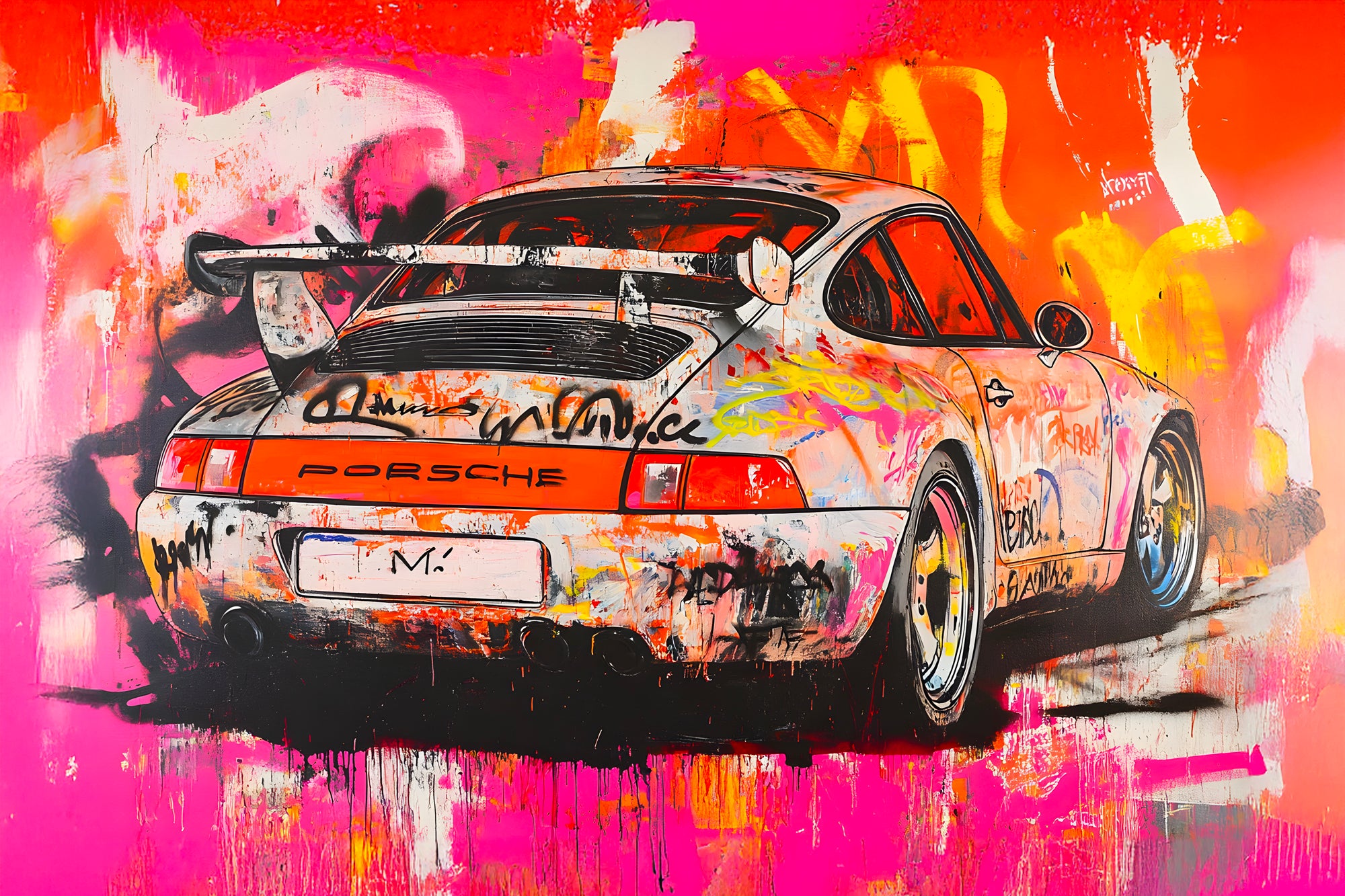 Pittura Porsche 911 Graffiti - Decorazione murale moderna