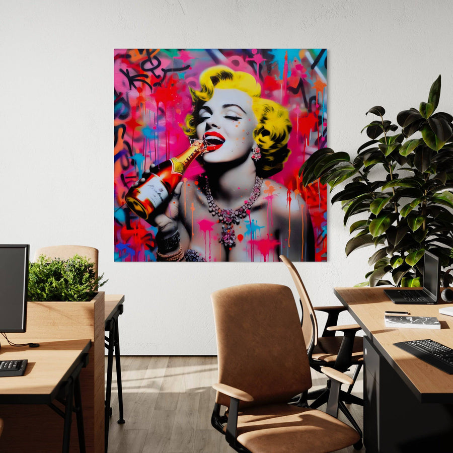 Tableau Pop Art Marilyn Monroe - Décoration Murale Champagne