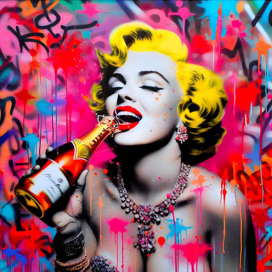 Tableau Pop Art Marilyn Monroe - Décoration Murale Champagne