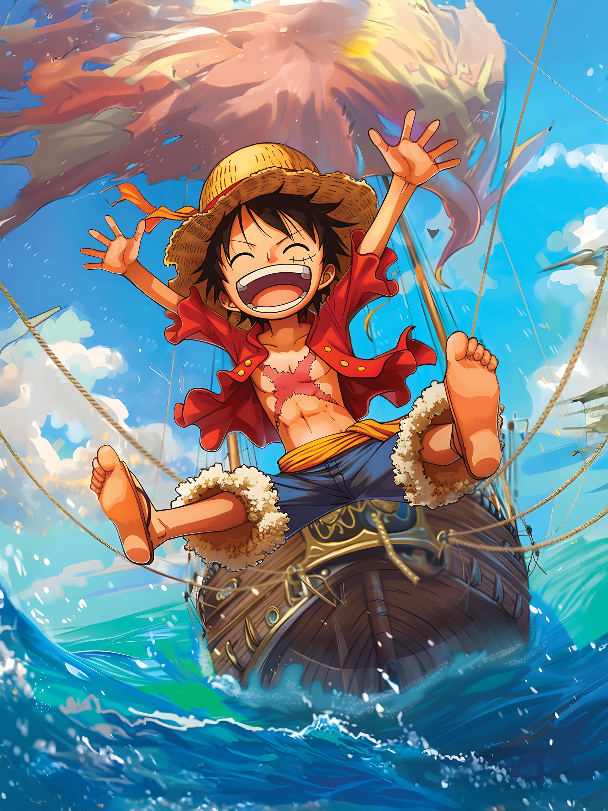 Tableau One Piece Luffy Naviguant Joie - Décoration Murale - Fabulartz.fr 