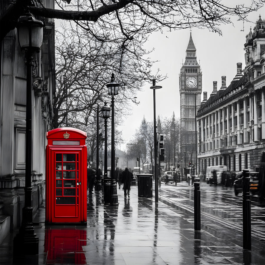 Painting London Big Ben Phone Box - Modern Wall Decor