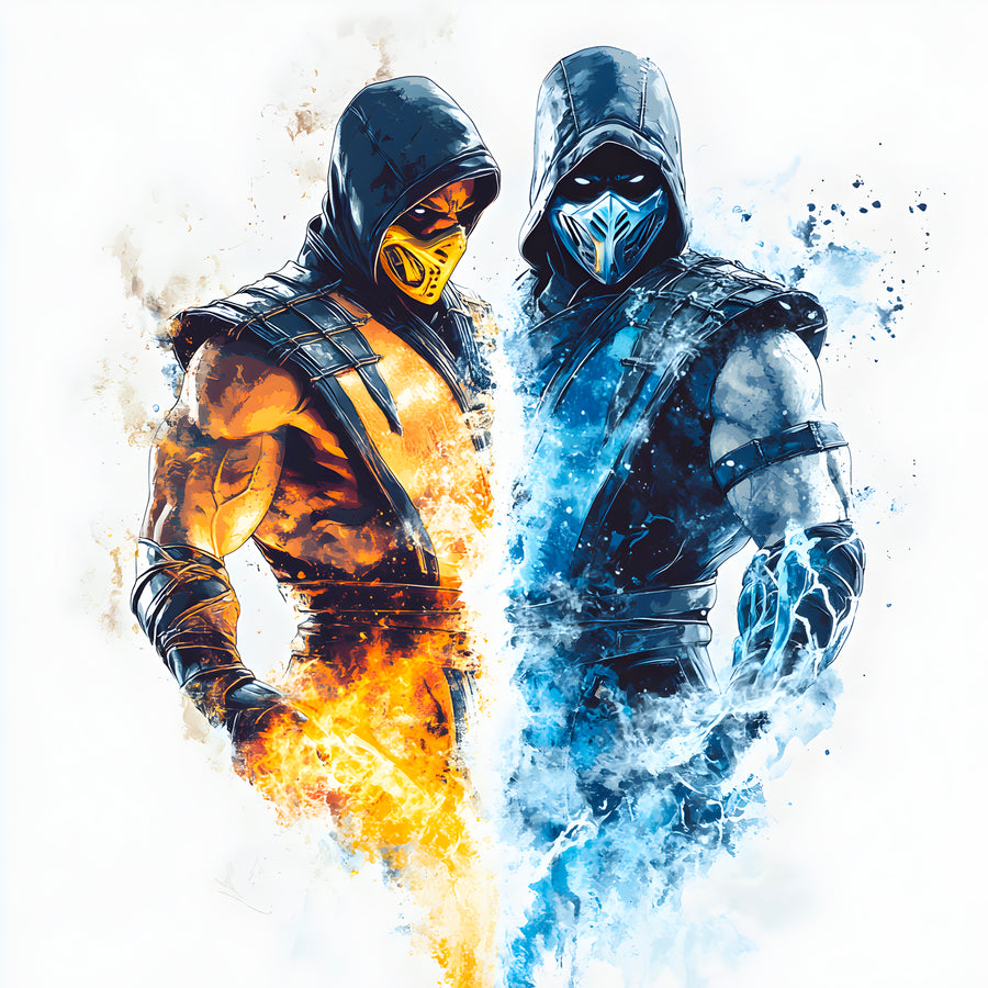 Tableau Mortal Kombat Scorpion vs Sub-Zero - Déco Murale