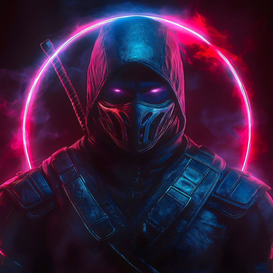 Tableau Mortal Kombat Noob Saibot Cercle de Lumière - Déco Murale