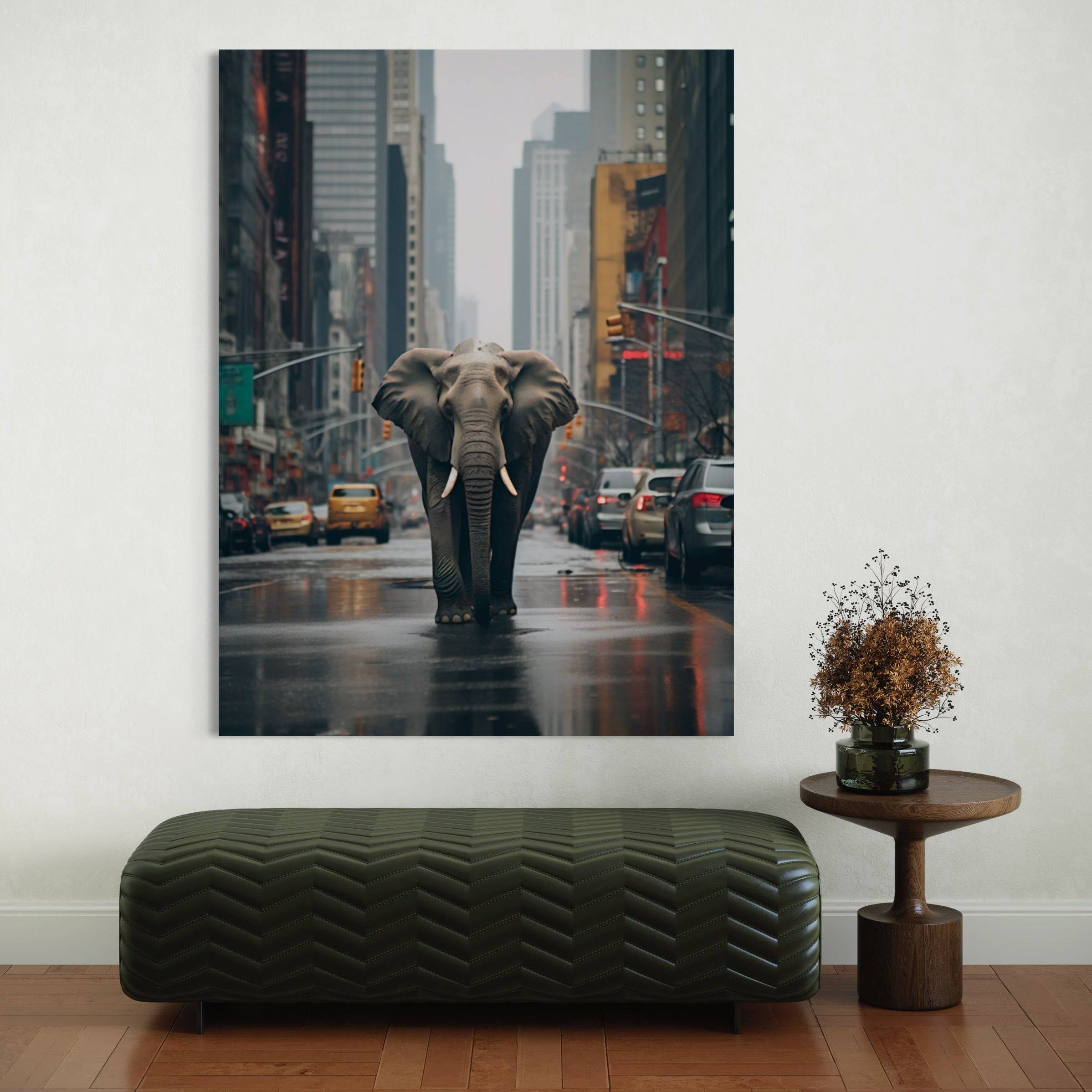 Rainy Day Stroll - Tableau Éléphant - Fabulartz.fr 