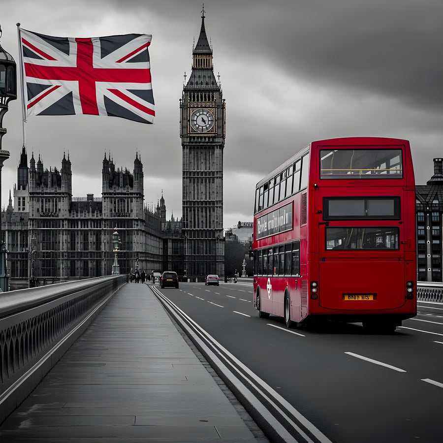 Painting London Red Bus Big Ben - Design Wall Decoration