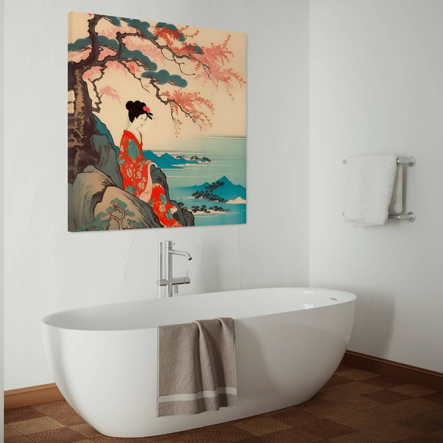 Quadro giapponese Reverie Under The Cherry Blossoms - Decorazione murale naturalistica