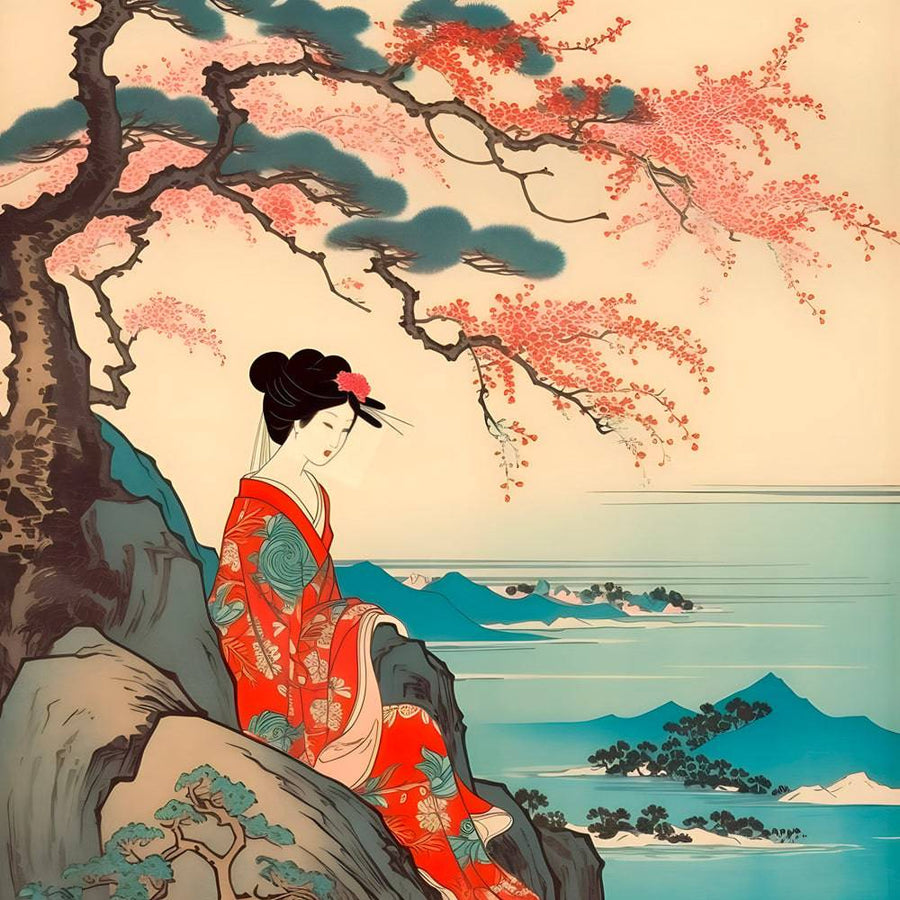 Quadro giapponese Reverie Under The Cherry Blossoms - Decorazione murale naturalistica