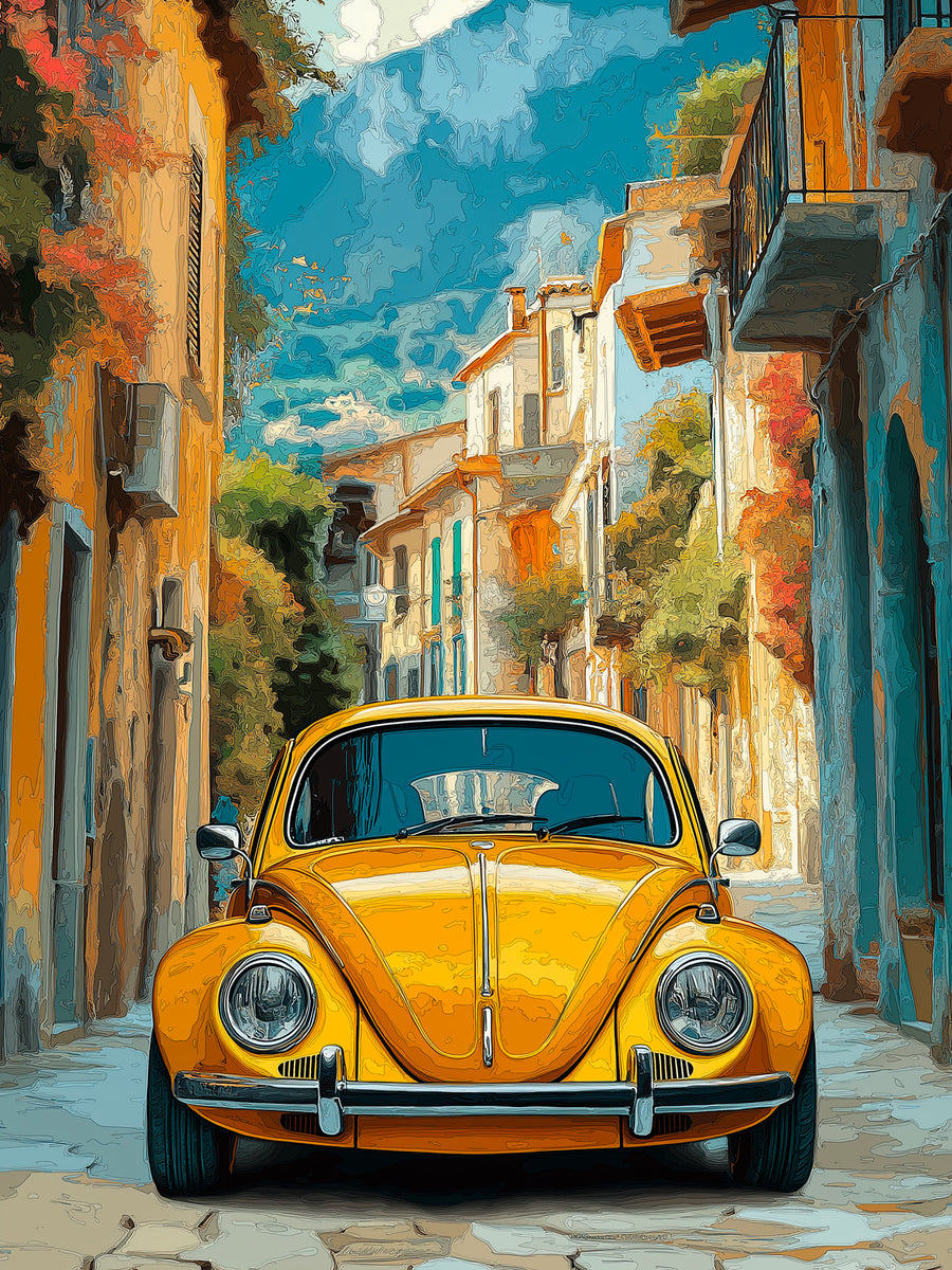 Tableau Volkswagen Coccinelle Jaune - Décoration Murale Design