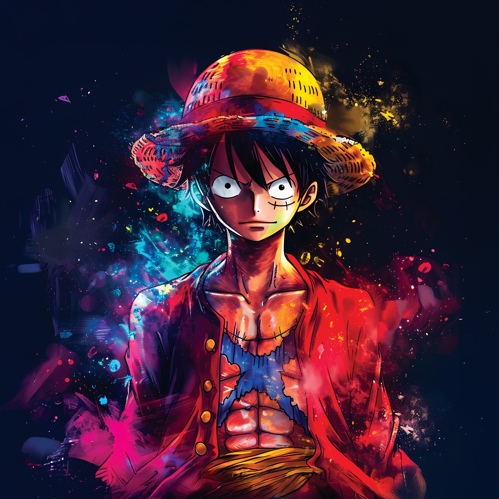 Tableau One Piece Luffy Éclats Lumière - Cadre Mural - Fabulartz.fr 