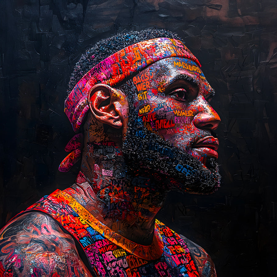 Tableau NBA LeBron James Art Coloré – Cadre Déco Moderne