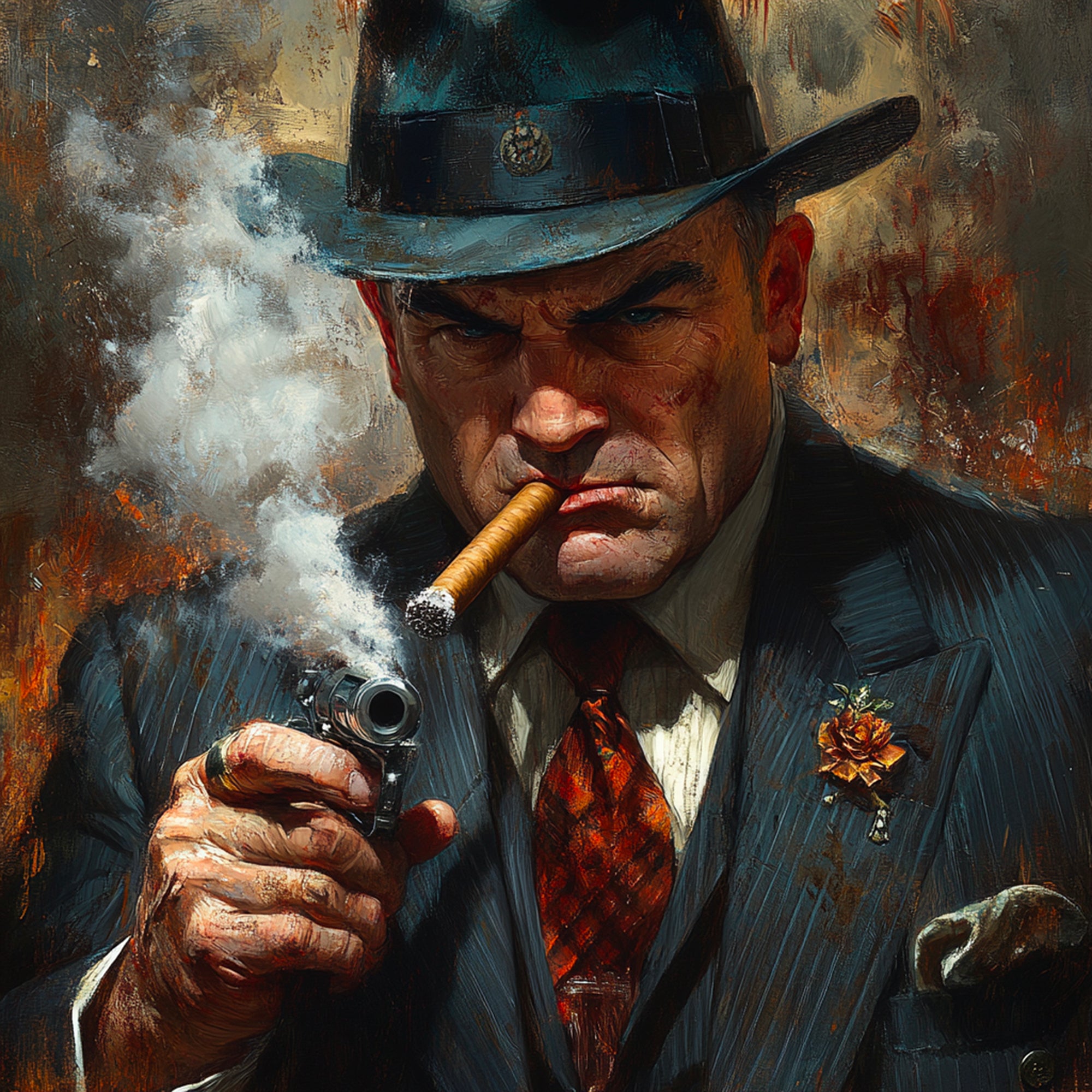 Tableau Mafia - Le Fumeur Armé - Cadre Déco - Fabulartz.fr 