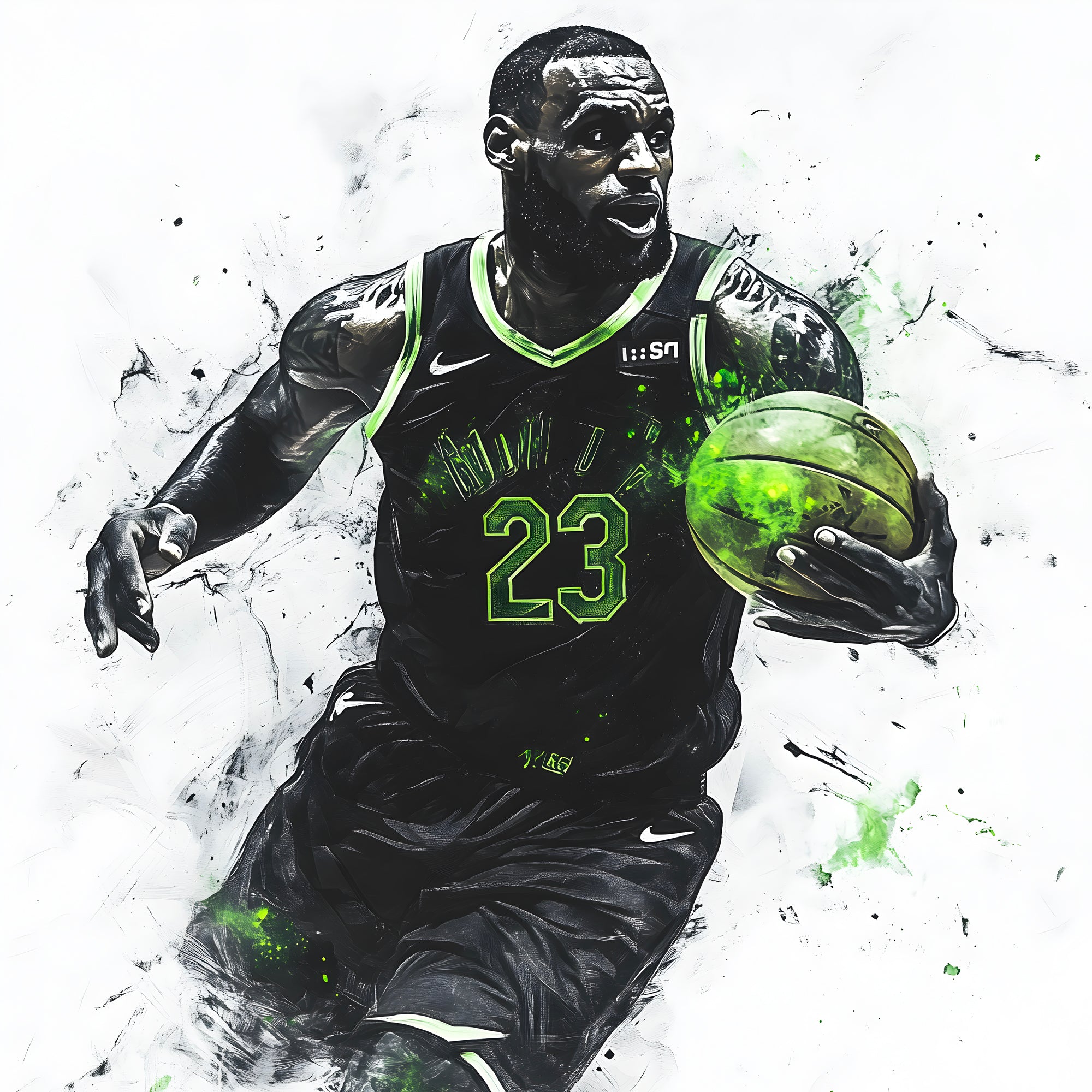 Tableau NBA LeBron James Force Verte – Décoration Contemporaine - Fabulartz.fr 