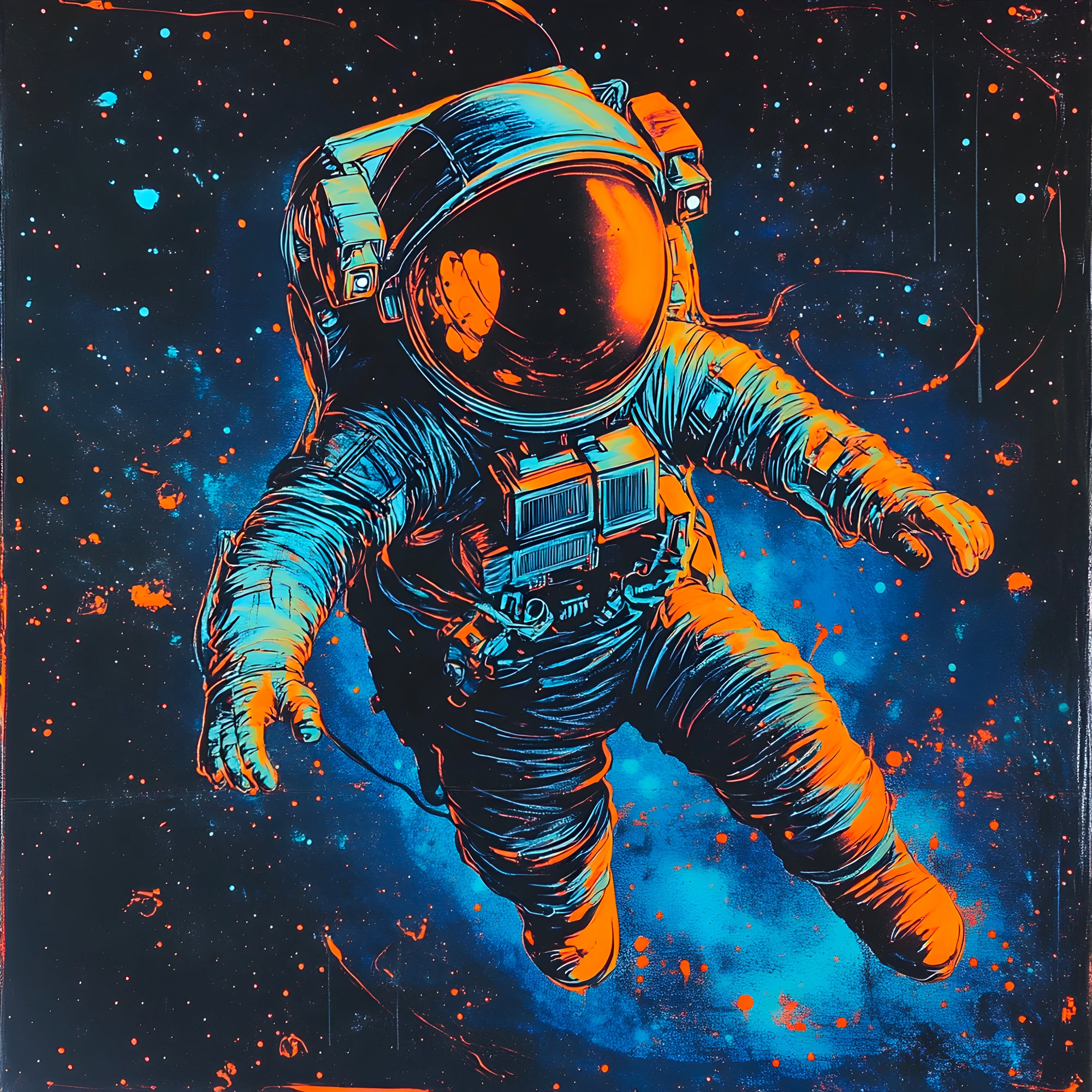 Tableau Espace Astronaute Flottant - Décoration Murale Moderne - Fabulartz.fr 