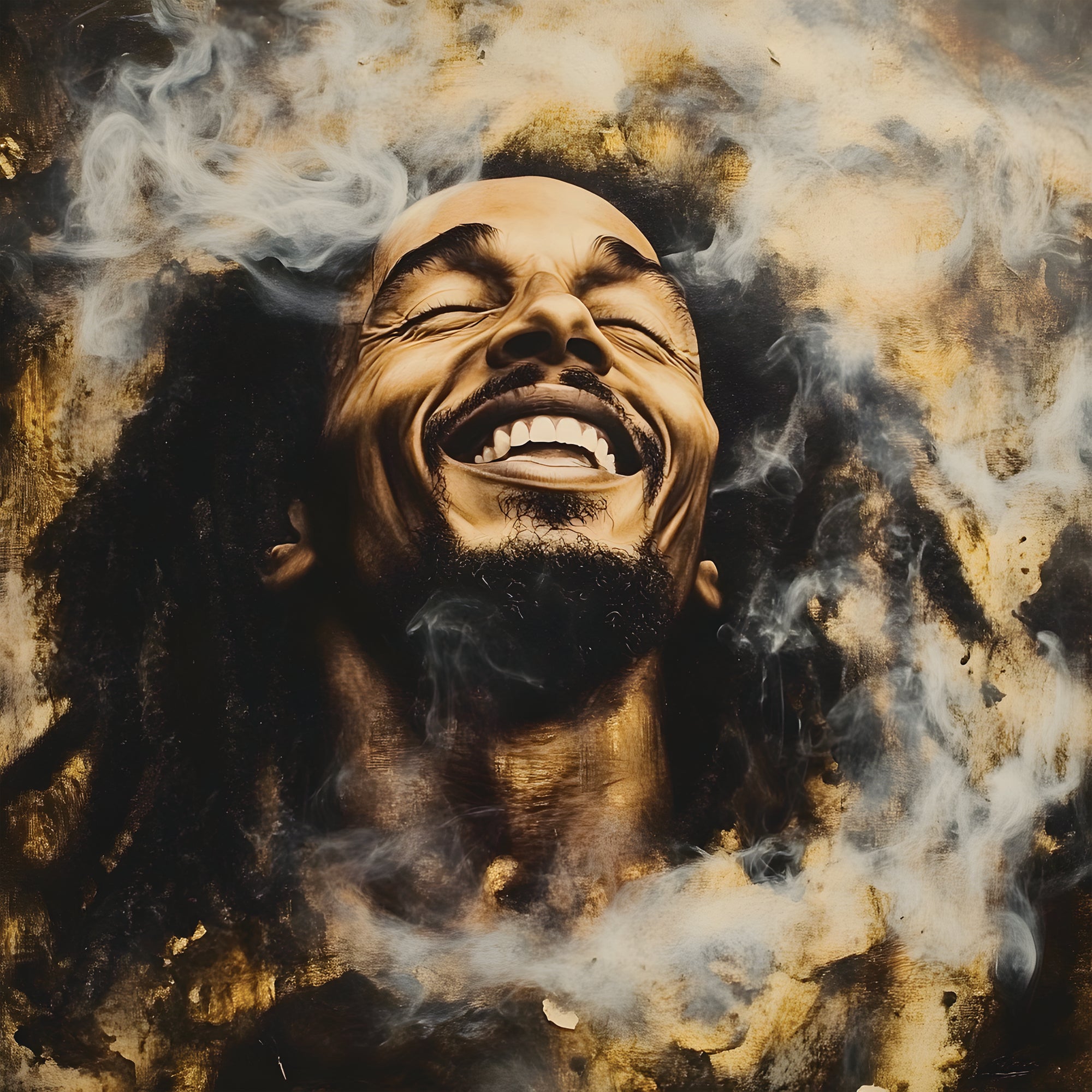 Tableau Bob Marley Nuances Dorées - Déco Murale Moderne - Fabulartz.fr 