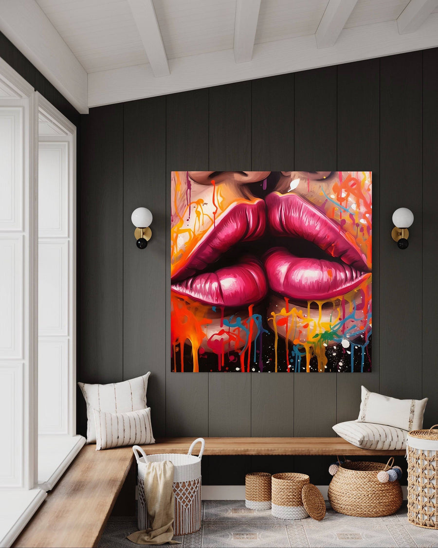 Tableau Pop Art Street Kiss - Cadre Déco Murale