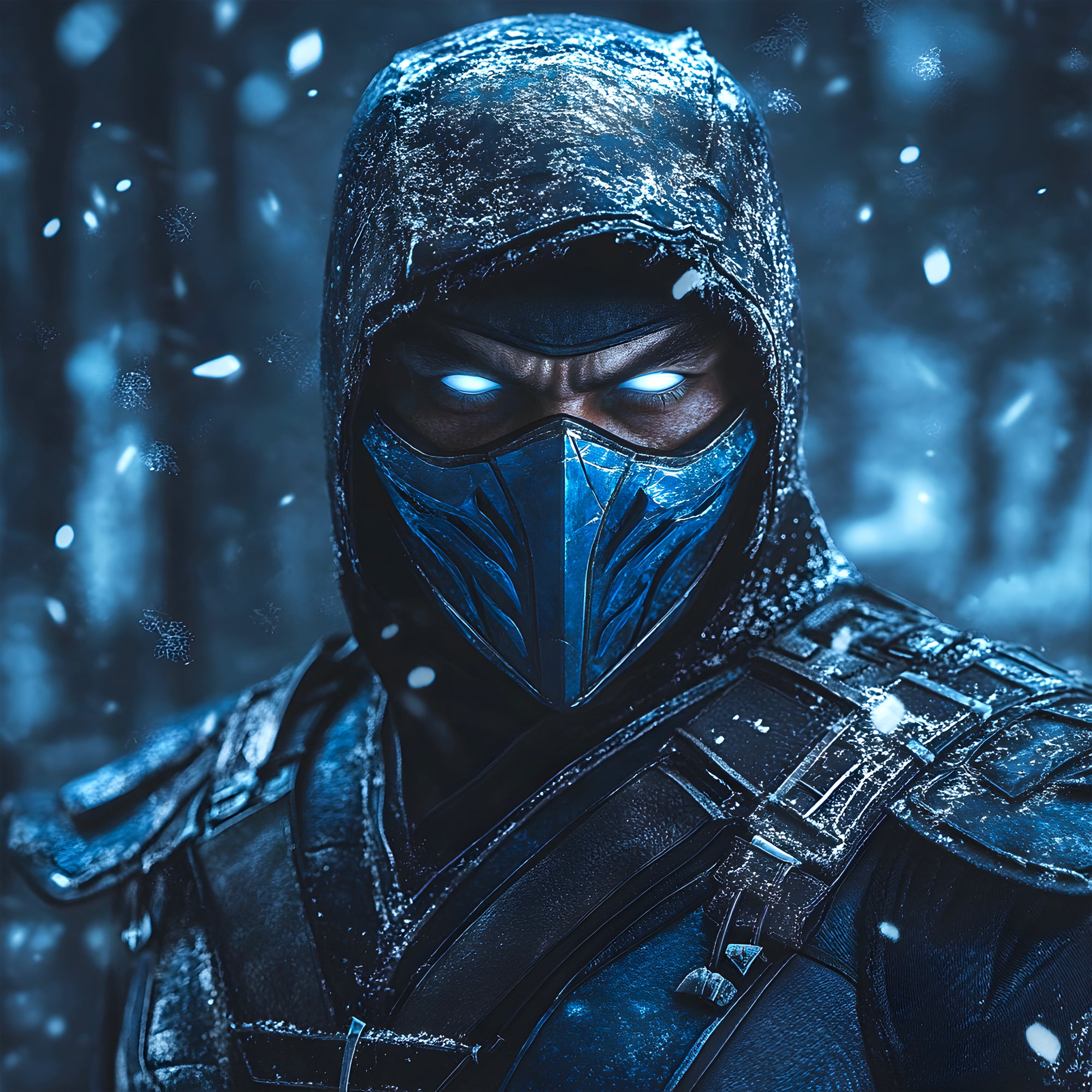 Tableau Mortal Kombat Sub-Zero Regard Glacial - Déco Murale Design - Fabulartz.fr 