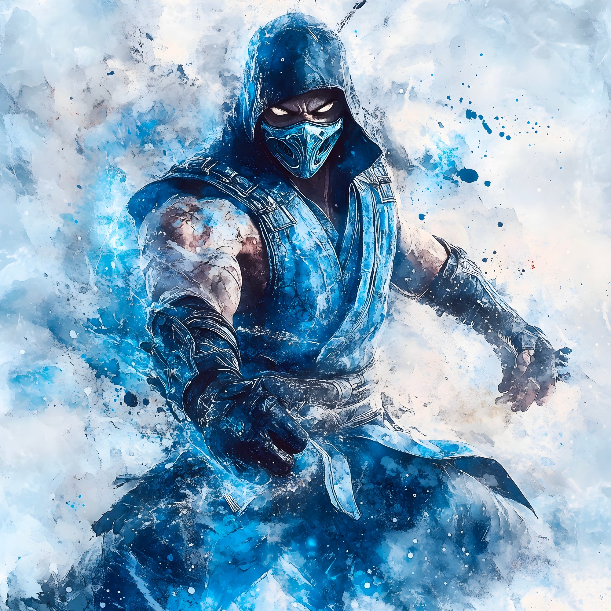 Tableau Mortal Kombat Sub-Zero Maître de la Glace - Décoration Murale - Fabulartz.fr 