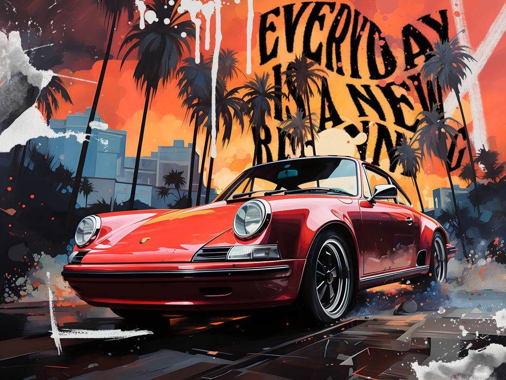 Sunset Drive - Tableau Pop Art Voiture - Fabulartz.fr 