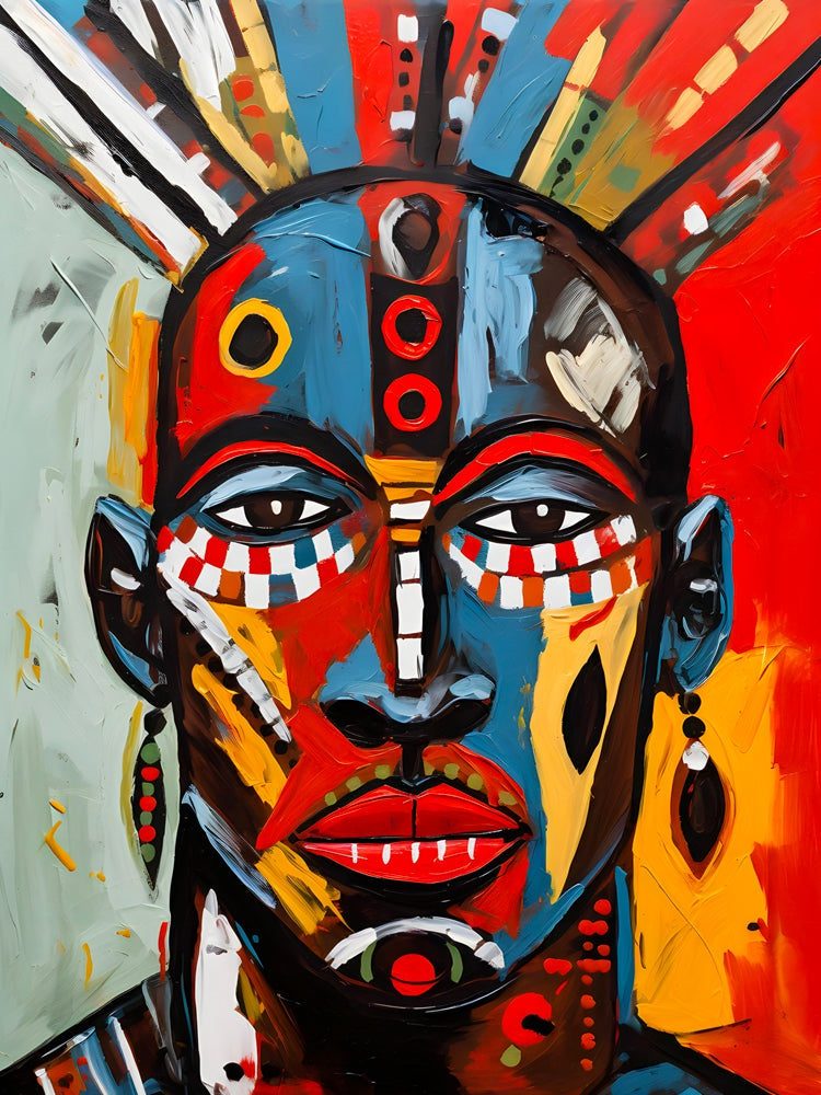 Tableau Africain Visage Tribal – Pop Art Moderne