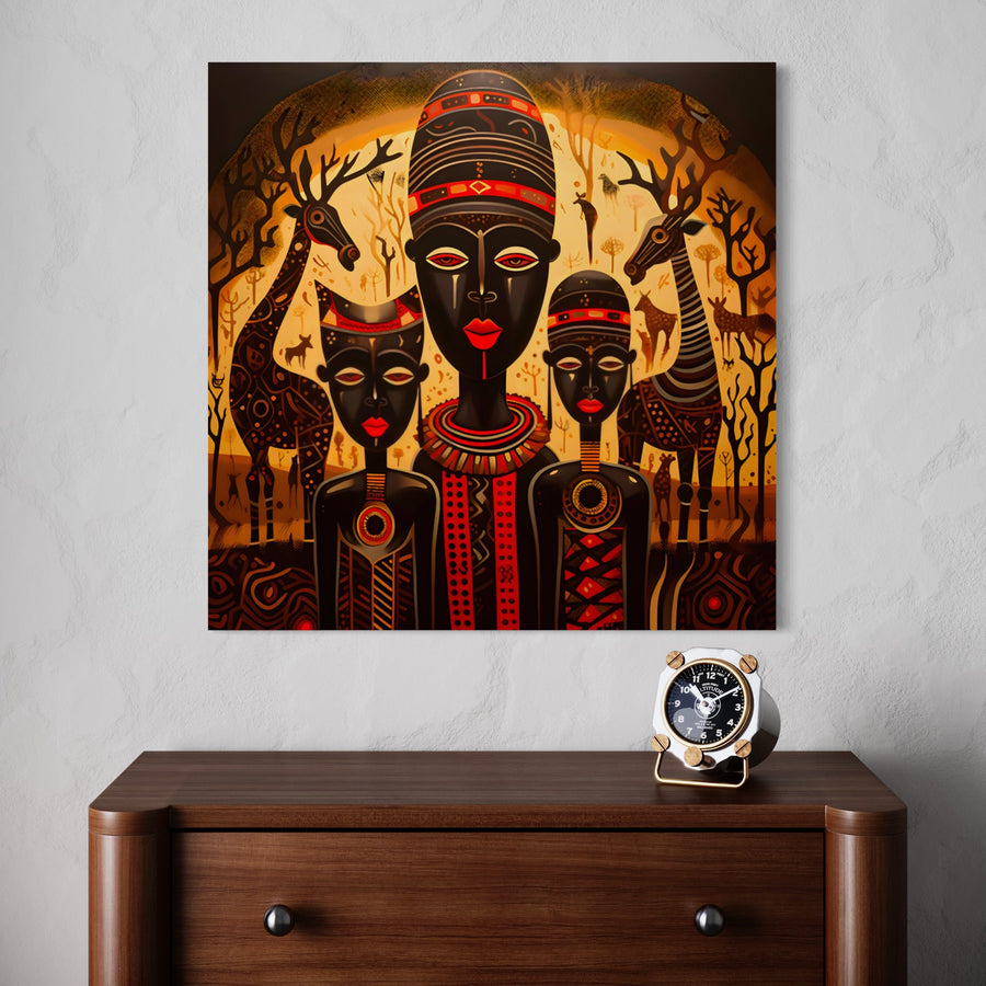 Tableau Africain Traditionnel – Figures Tribales Moderne