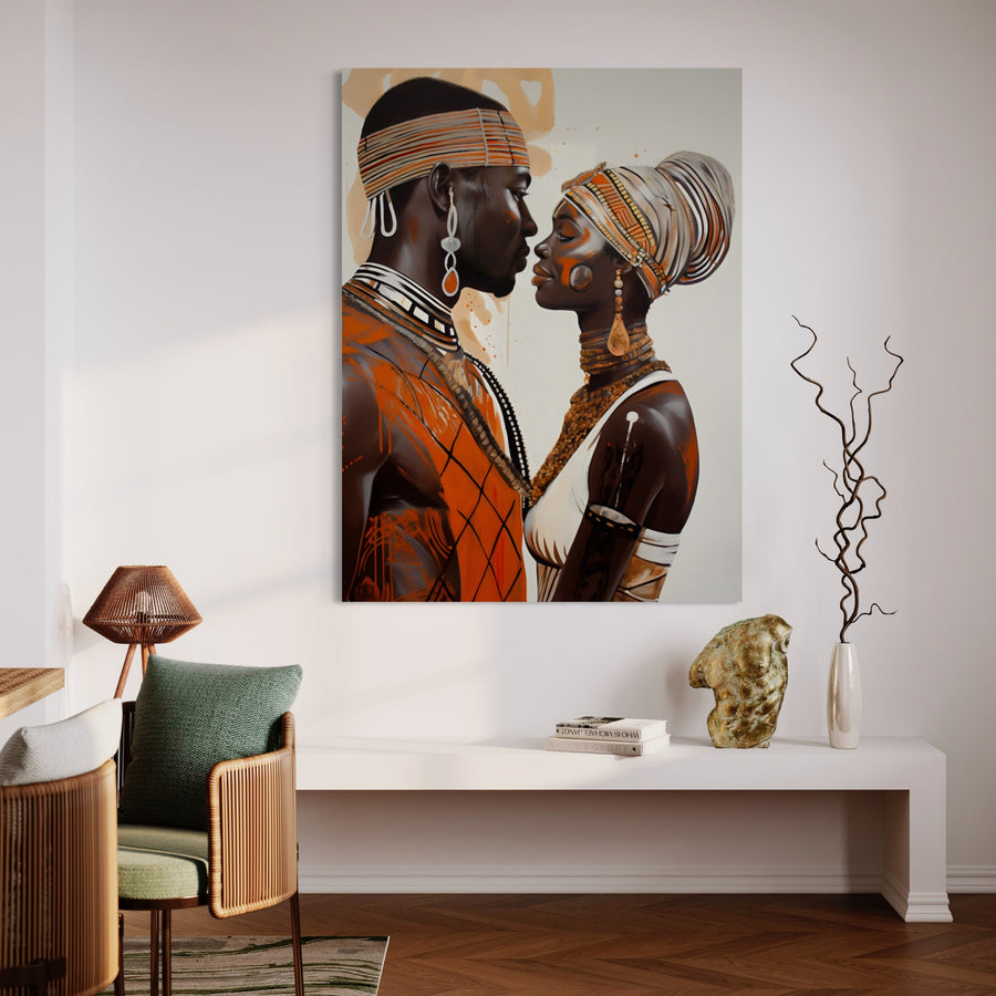Tableau Africain Couple Harmonieux – Art Ethnique Moderne
