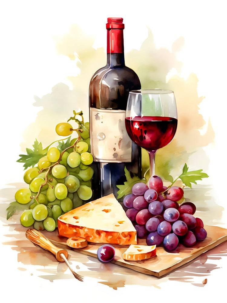 Tableau Cuisine "Vin Et Fromage" - Élégance Murale Raffinée