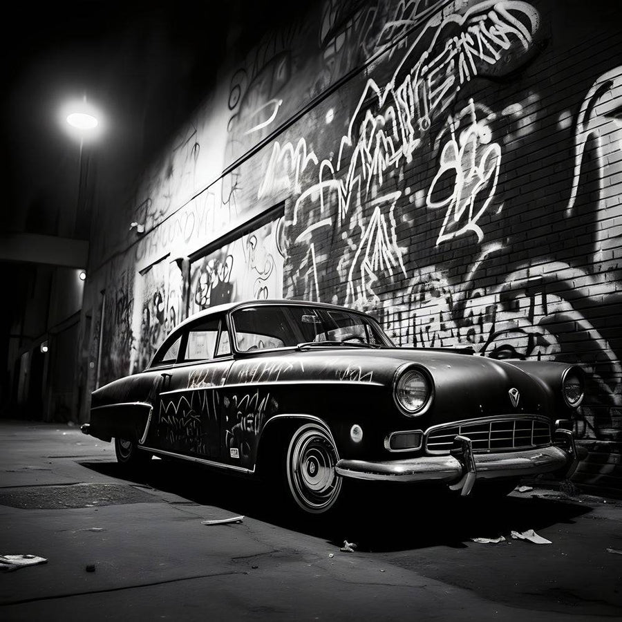 Tableau New York Voiture Ancienne Graffiti - Décoration Murale Design & Déco