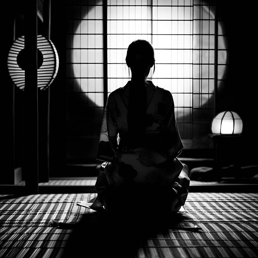 Tableau Japon Geisha Méditative - Décoration Murale Zen et Élégante